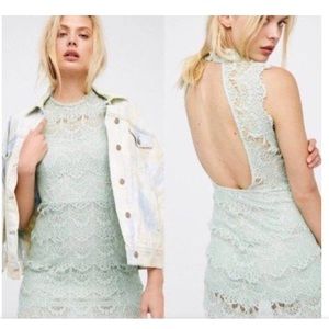 Free People Intimately Mint Lace Backless Dress